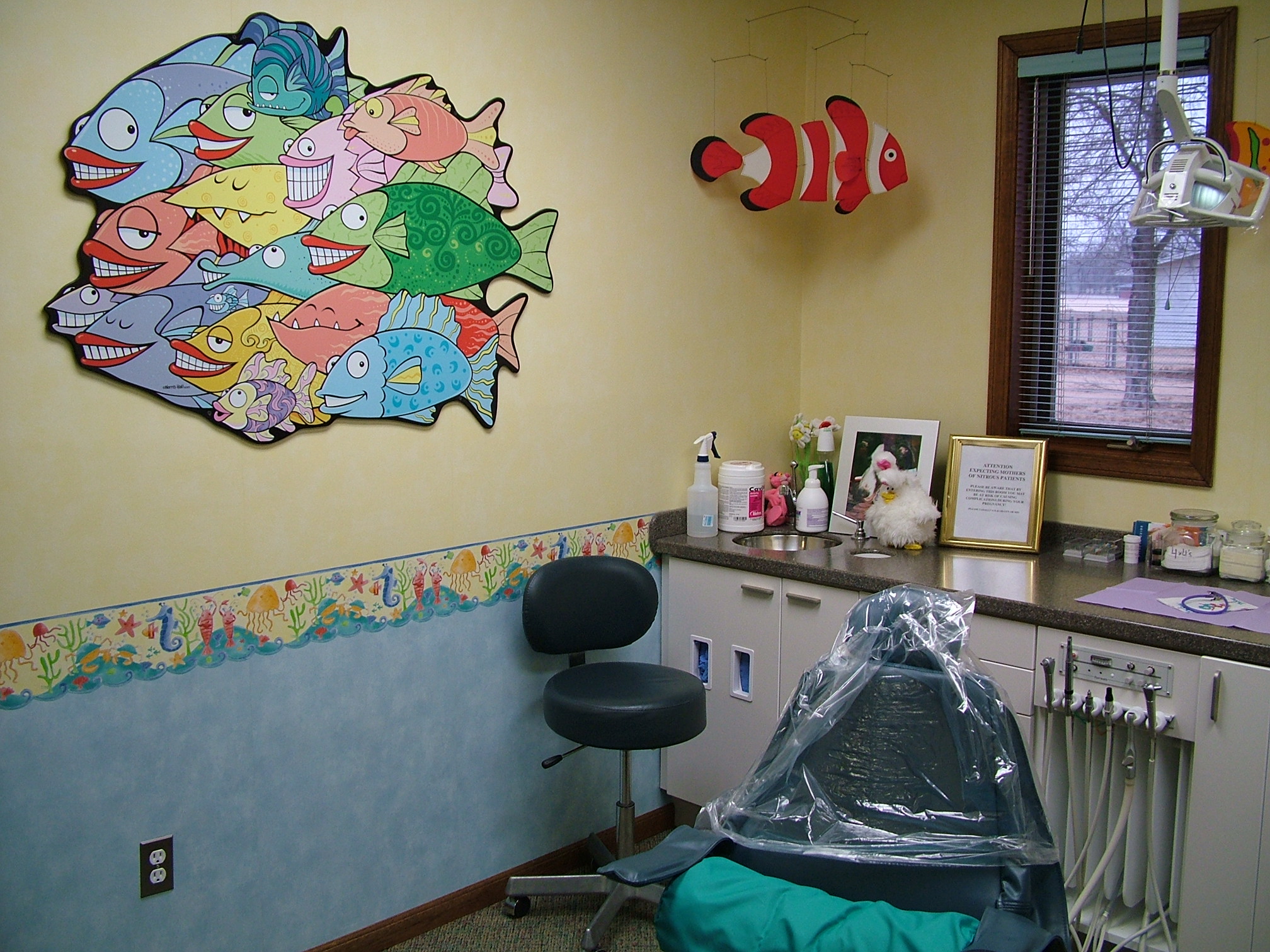 examination room with decorations for children
