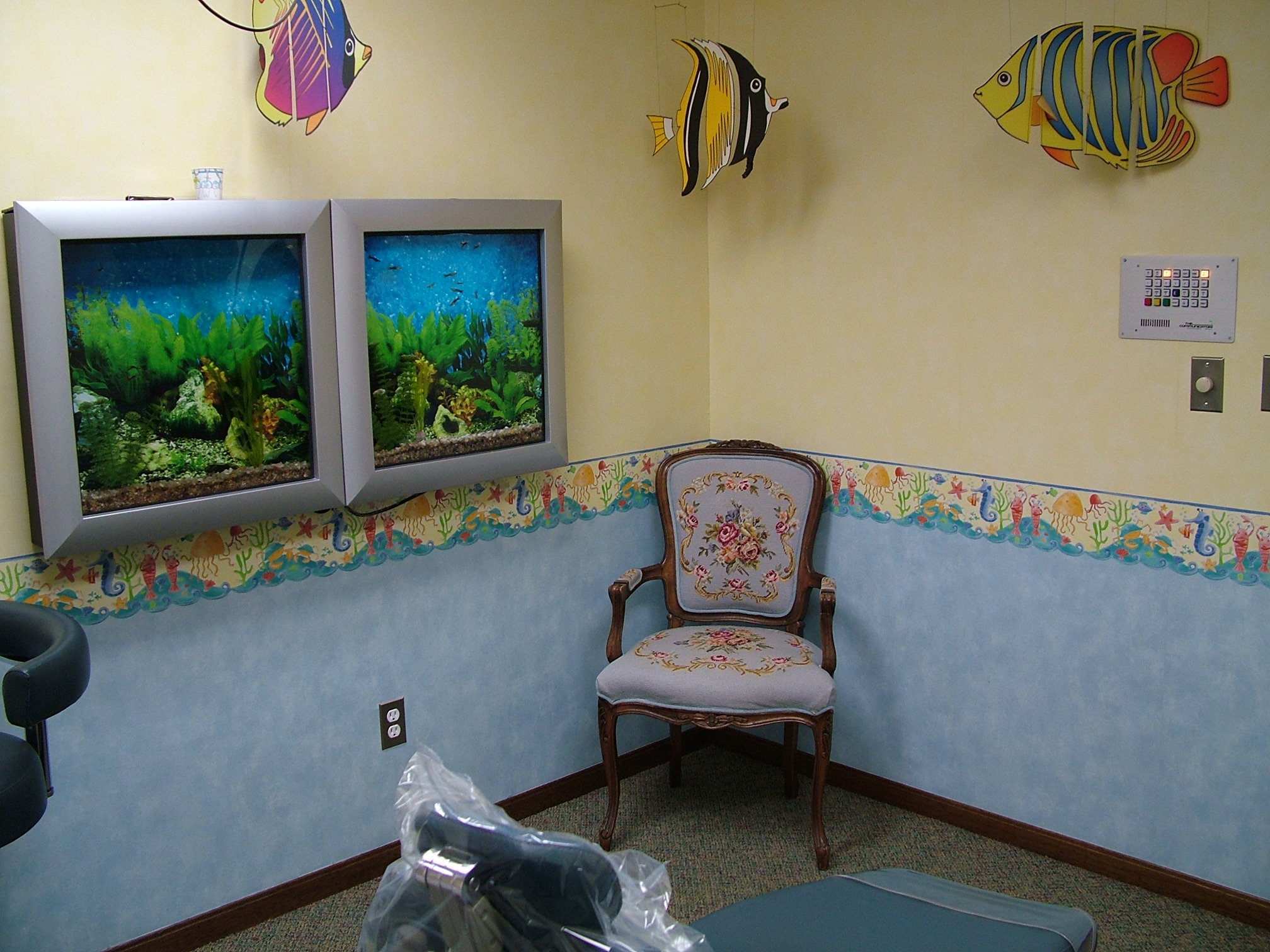 examination room with decorations for children